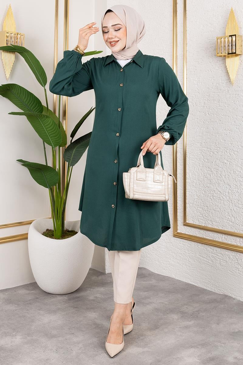 Viscose Tunic With Elasticated Cuffs