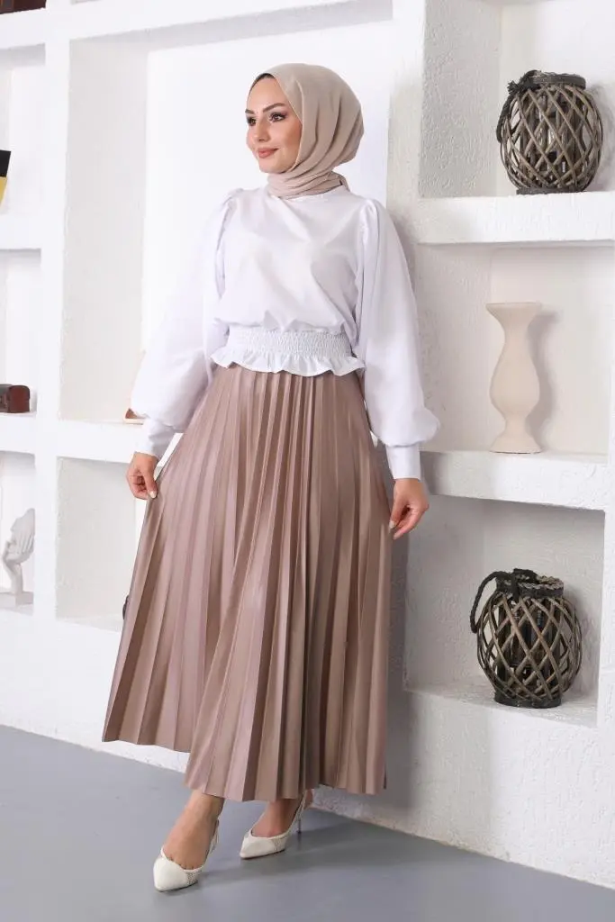 Vison Hijab Pleated Skirt-detail