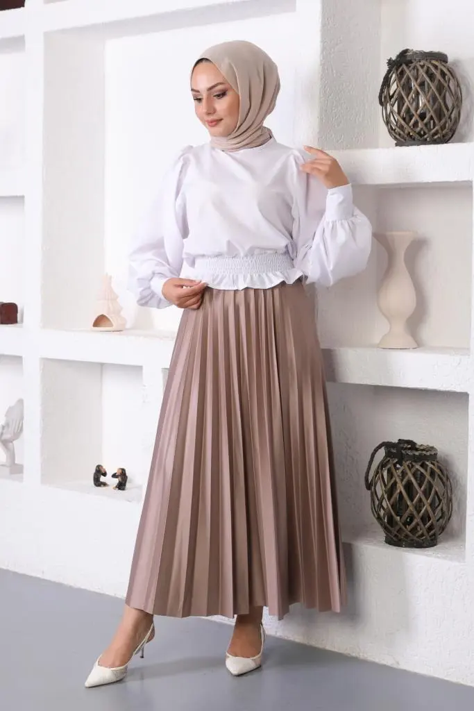 Vison Hijab Pleated Skirt-detail