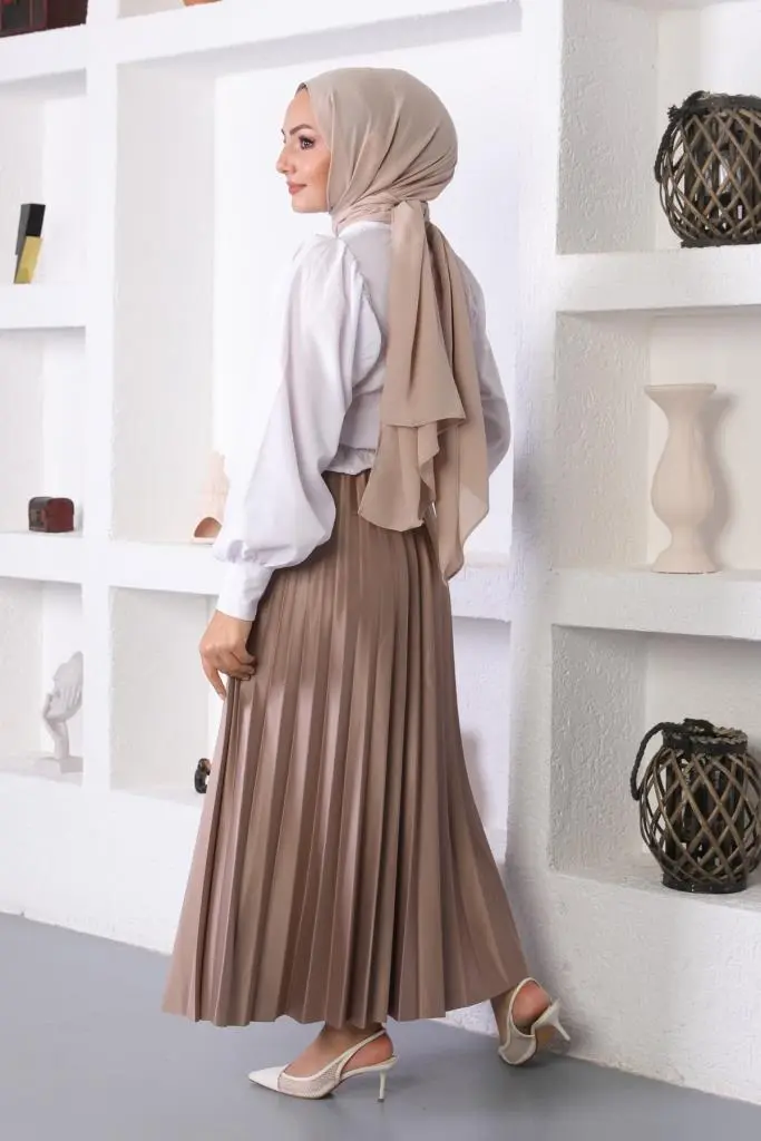 Vison Hijab Pleated Skirt-detail