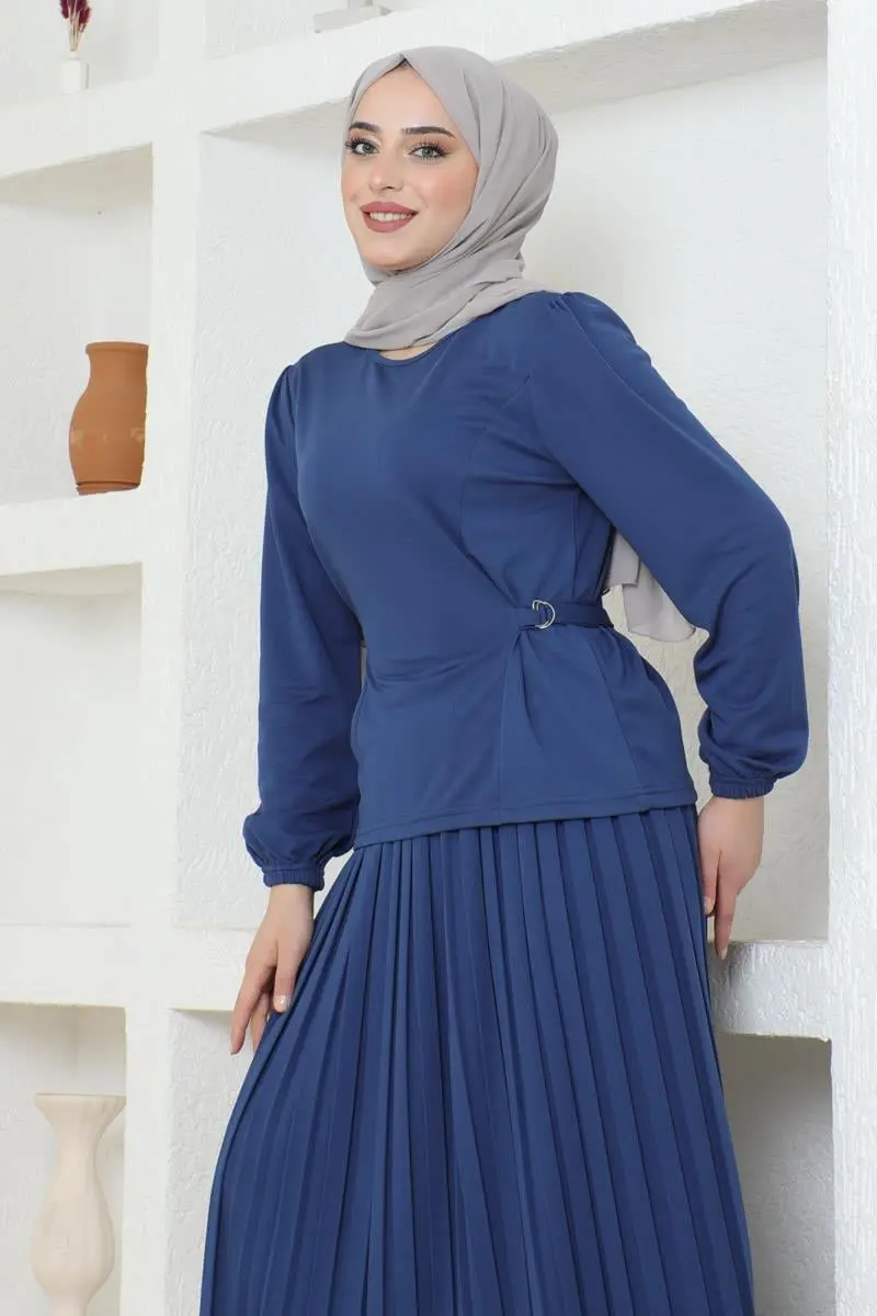 Pleated Suit With Waist Detail-detail