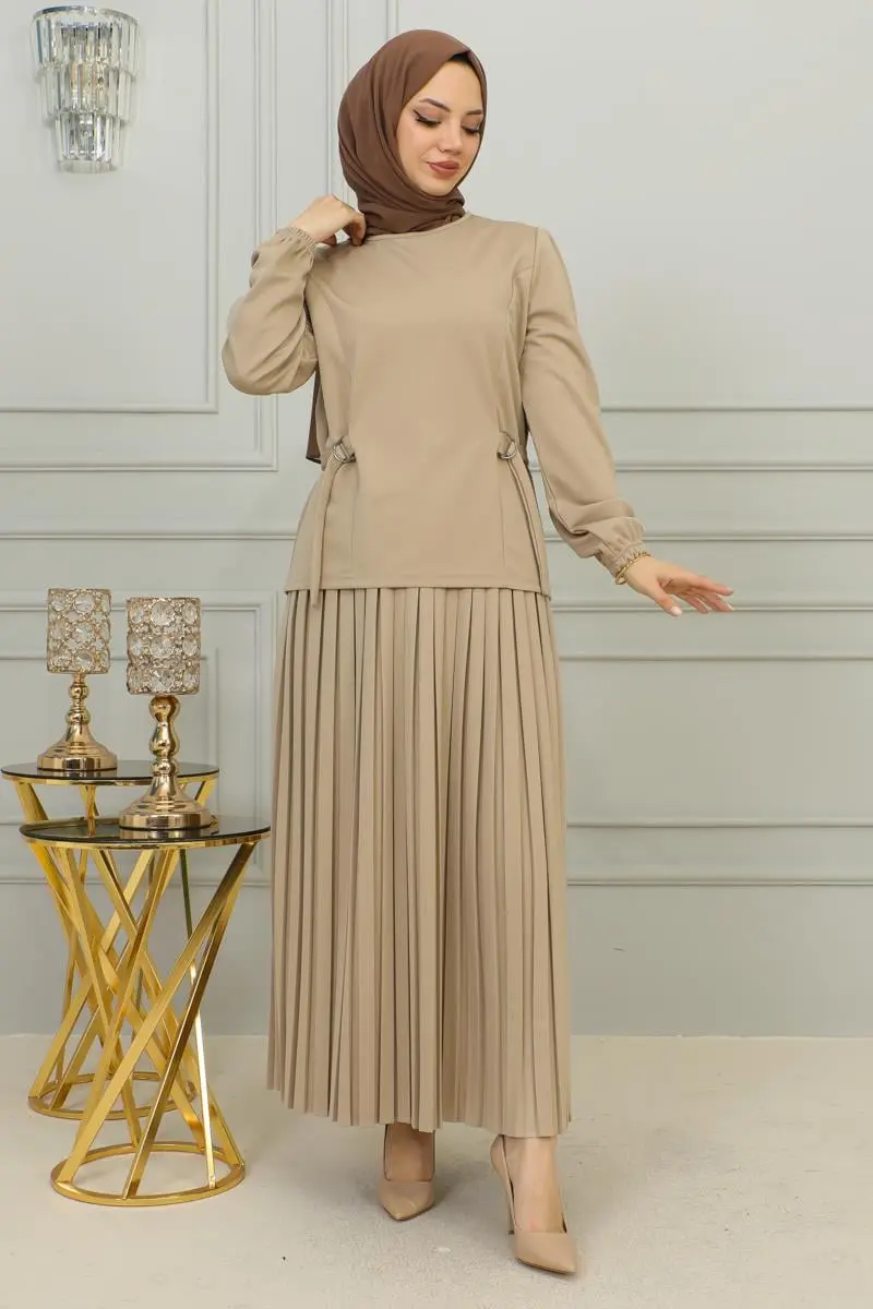 Pleated Suit With Waist Detail-detail