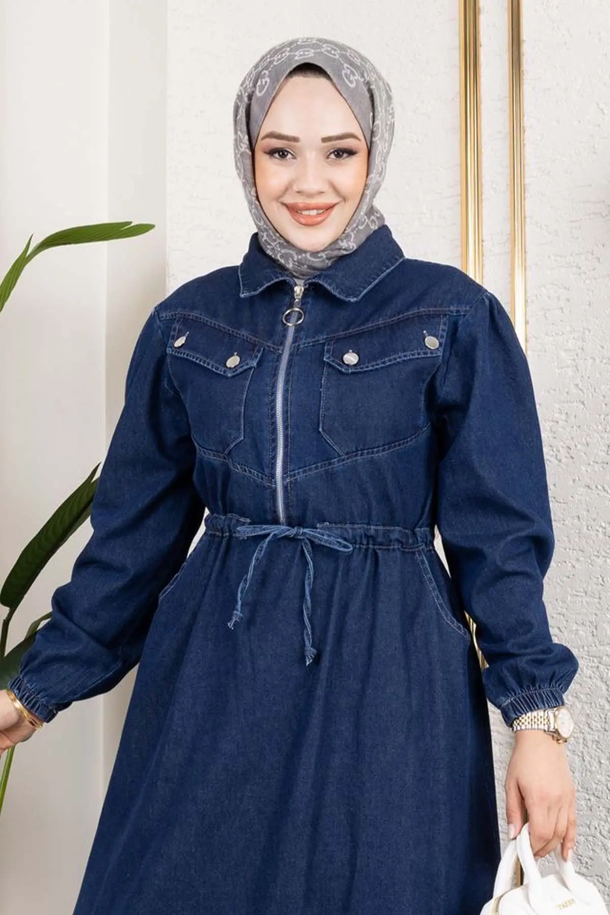 Waist Tie Pocket Denim Dress-detail