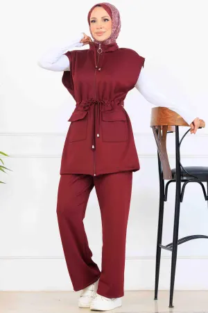 Waist-tie Scuba Two-piece Suit