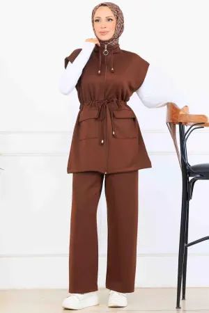 Waist-tie Scuba Two-piece Suit