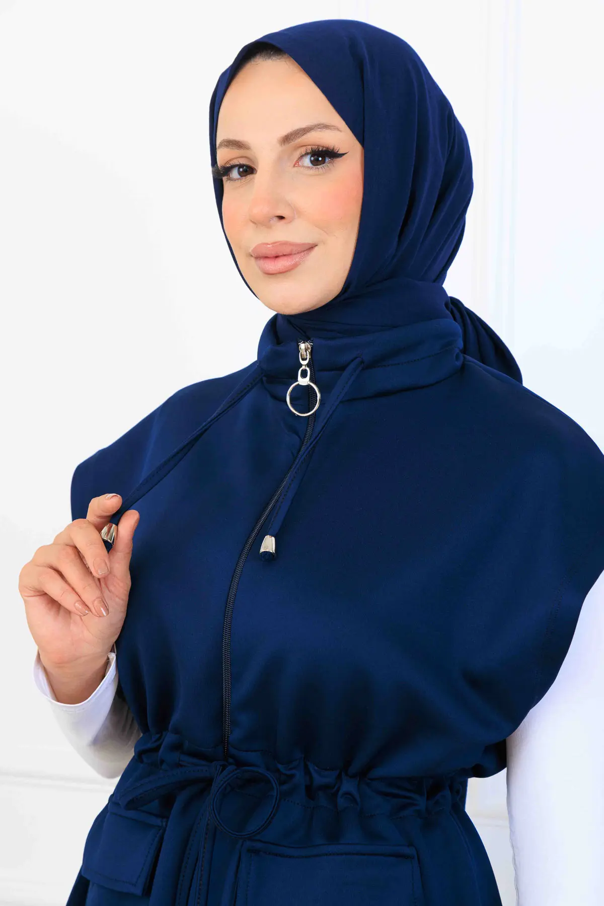 Waist-tie Scuba Two-piece Suit-detail