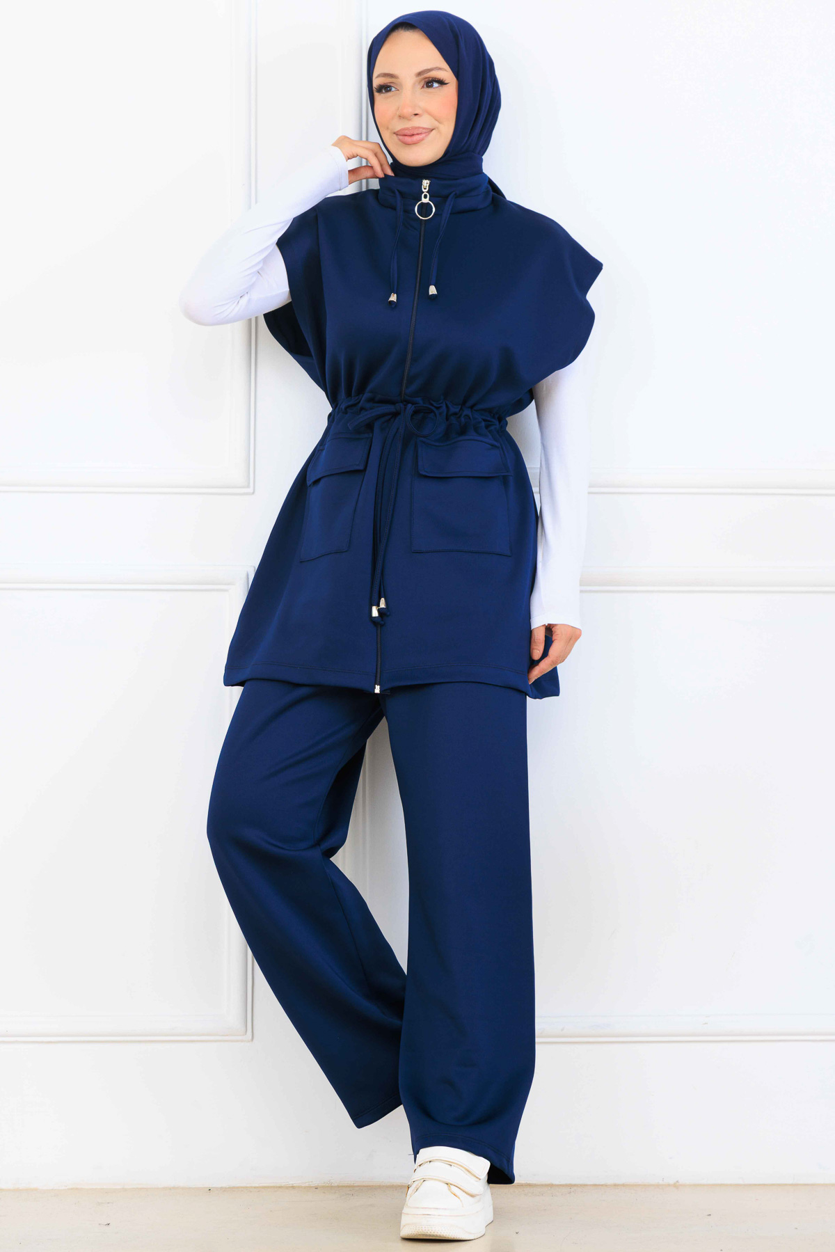 Waist-tie Scuba Two-piece Suit