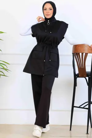 Waist-tie Scuba Two-piece Suit