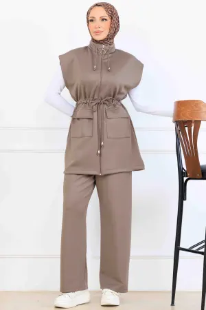 Waist-tie Scuba Two-piece Suit