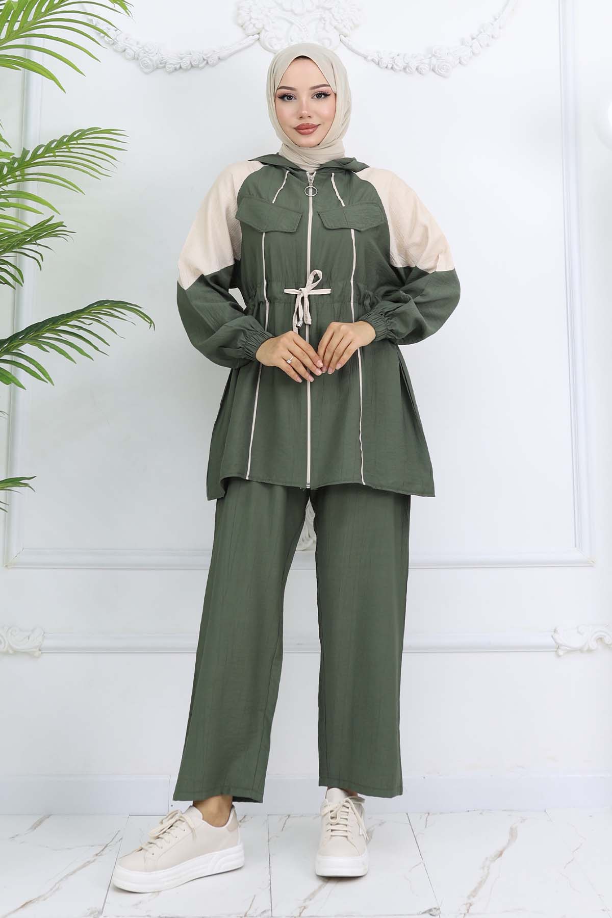 Waist Tie Striped Suit