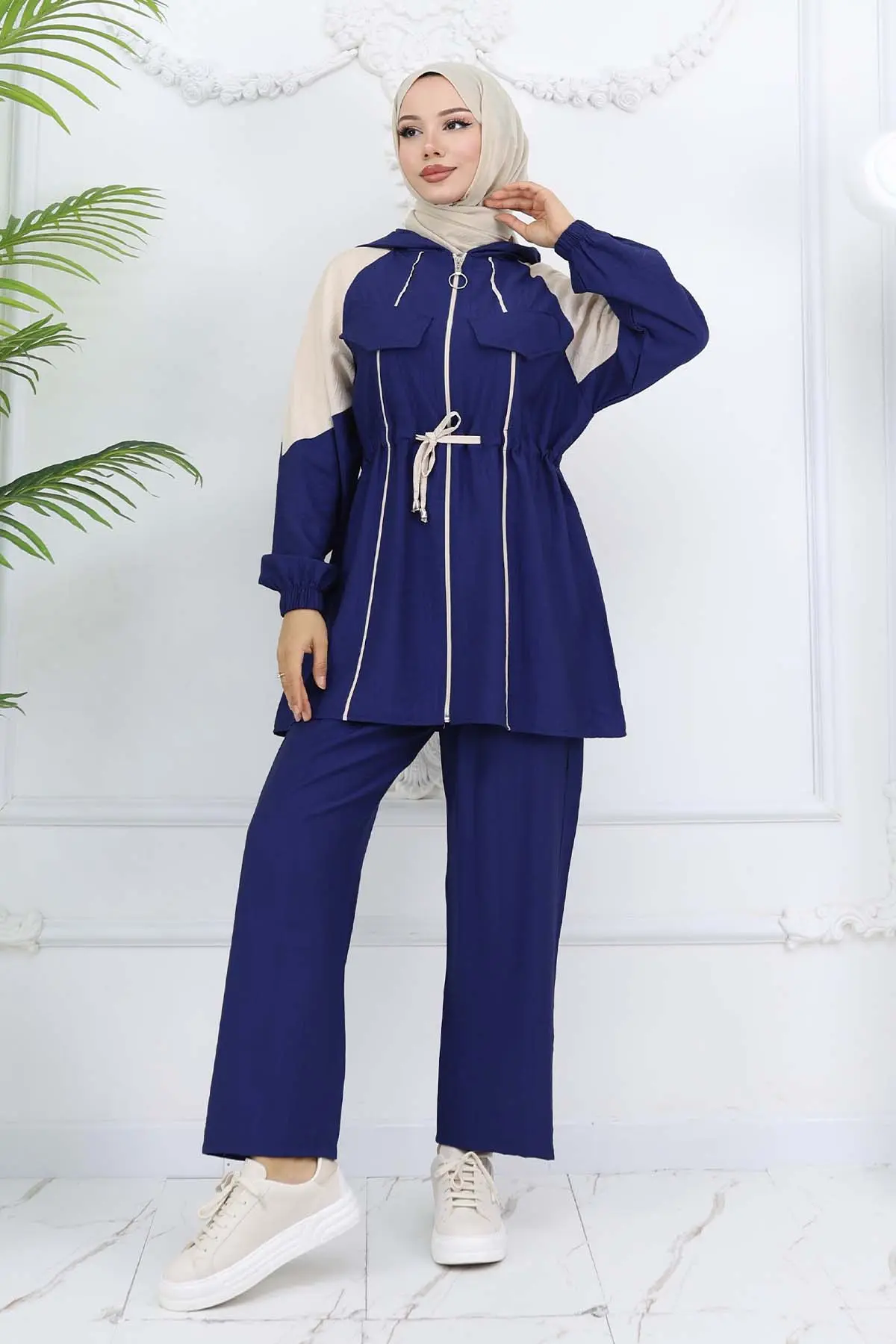 Waist Tie Striped Suit-detail