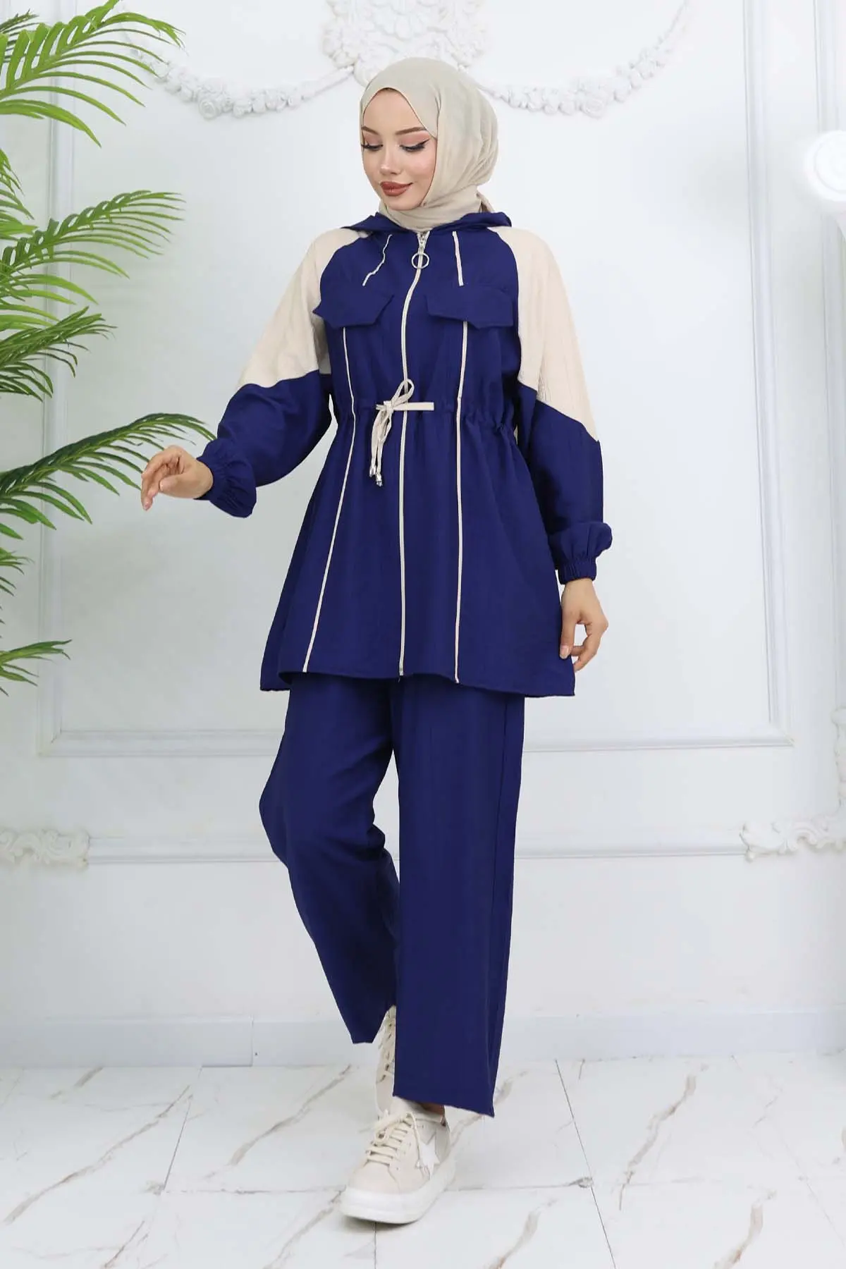 Waist Tie Striped Suit-detail