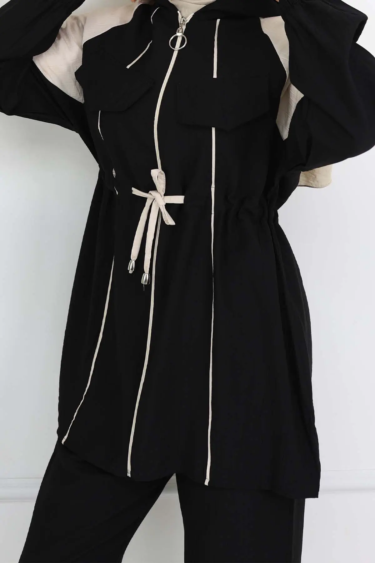 Waist Tie Striped Suit-detail