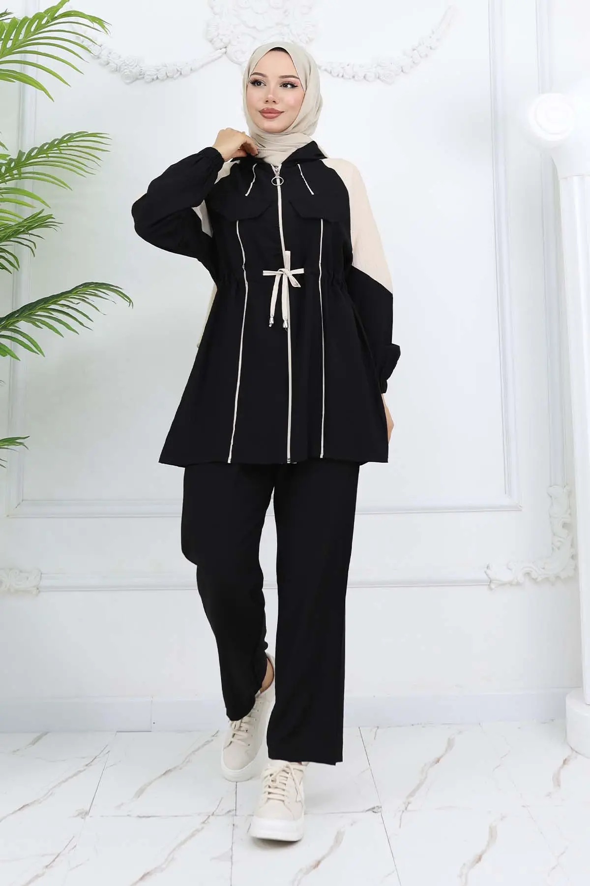 Waist Tie Striped Suit-detail