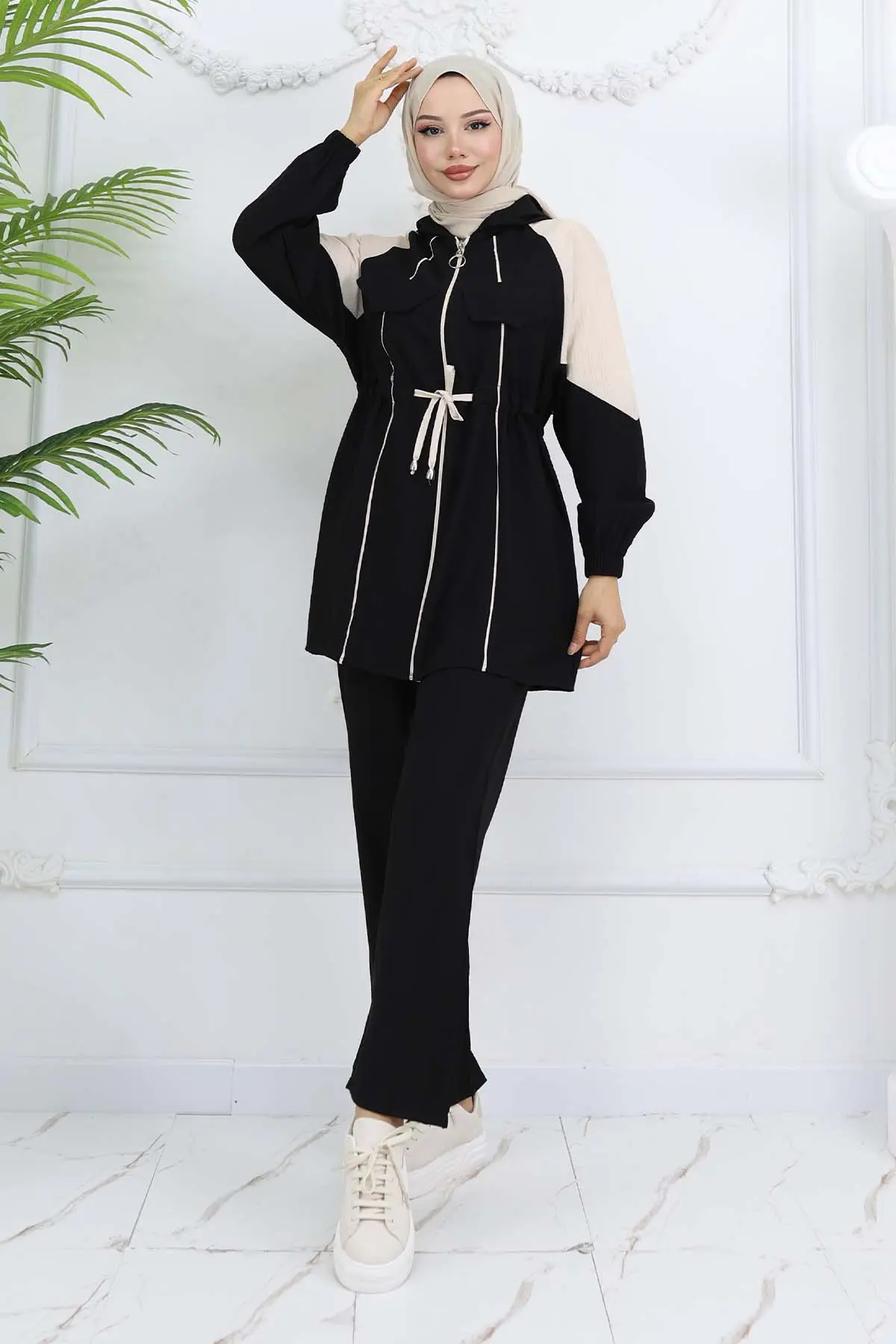 Waist Tie Striped Suit-detail