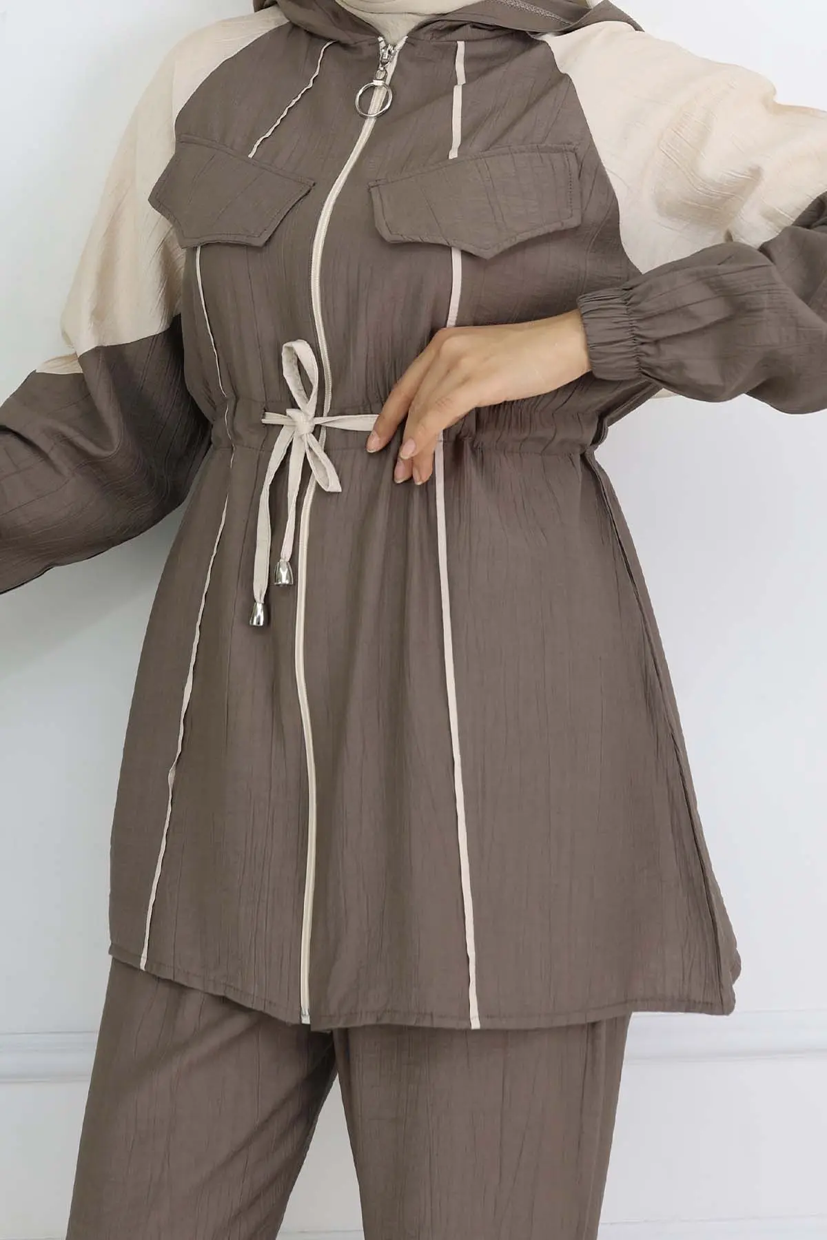 Waist Tie Striped Suit-detail