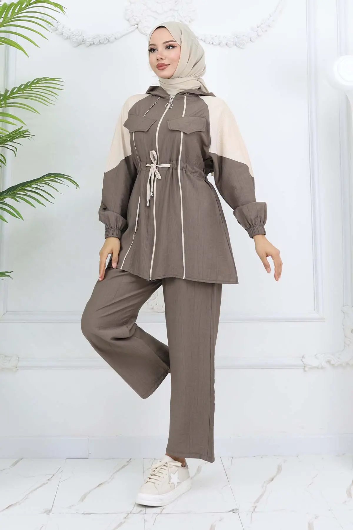 Waist Tie Striped Suit-detail