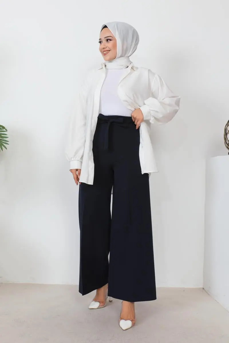 Waist-tied Wide Leg Trousers-detail
