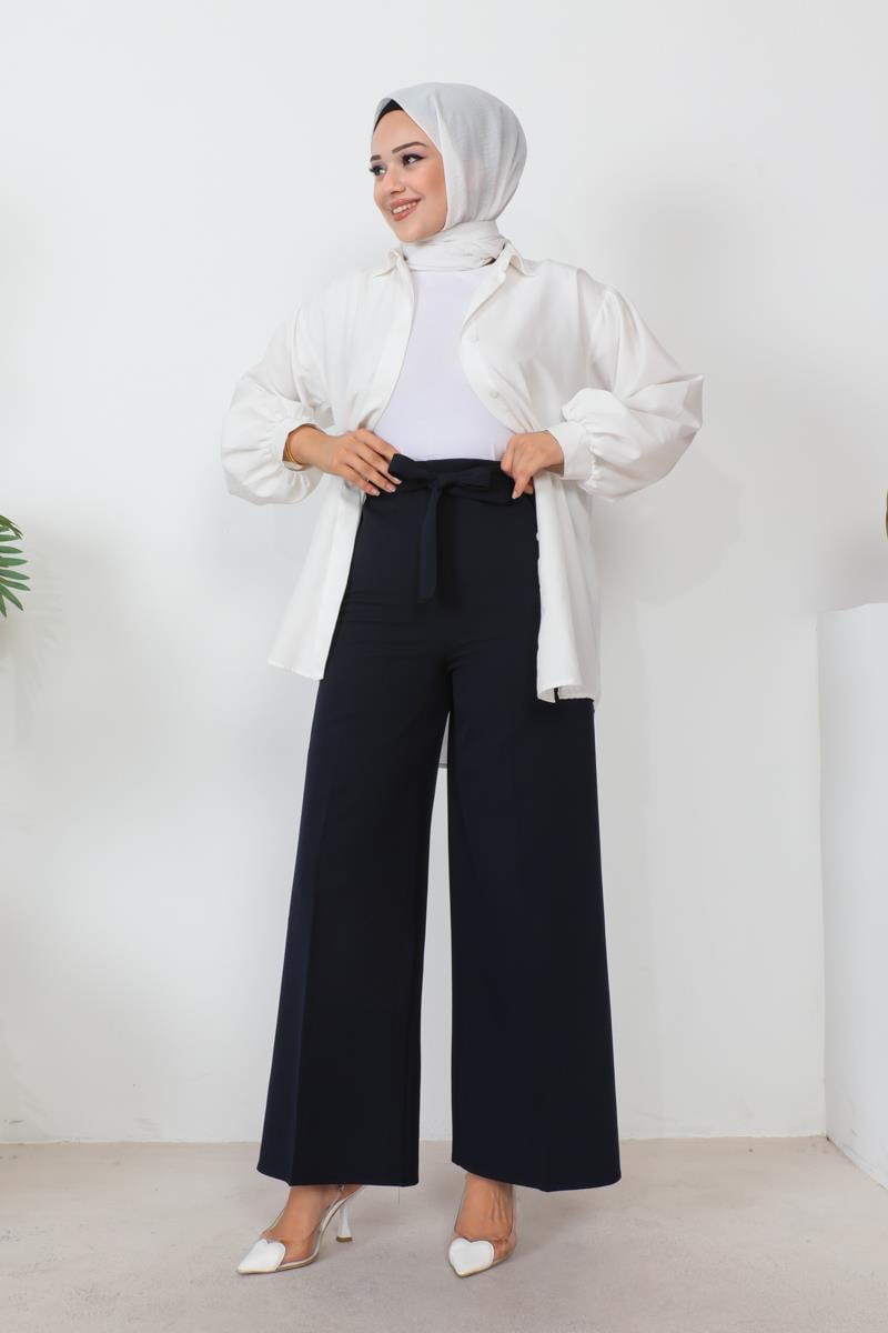 Waist-tied Wide Leg Trousers