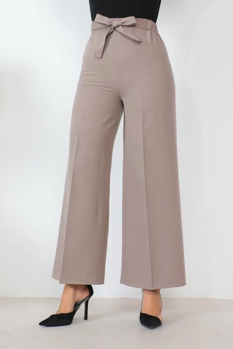Waist-tied Wide Leg Trousers-detail