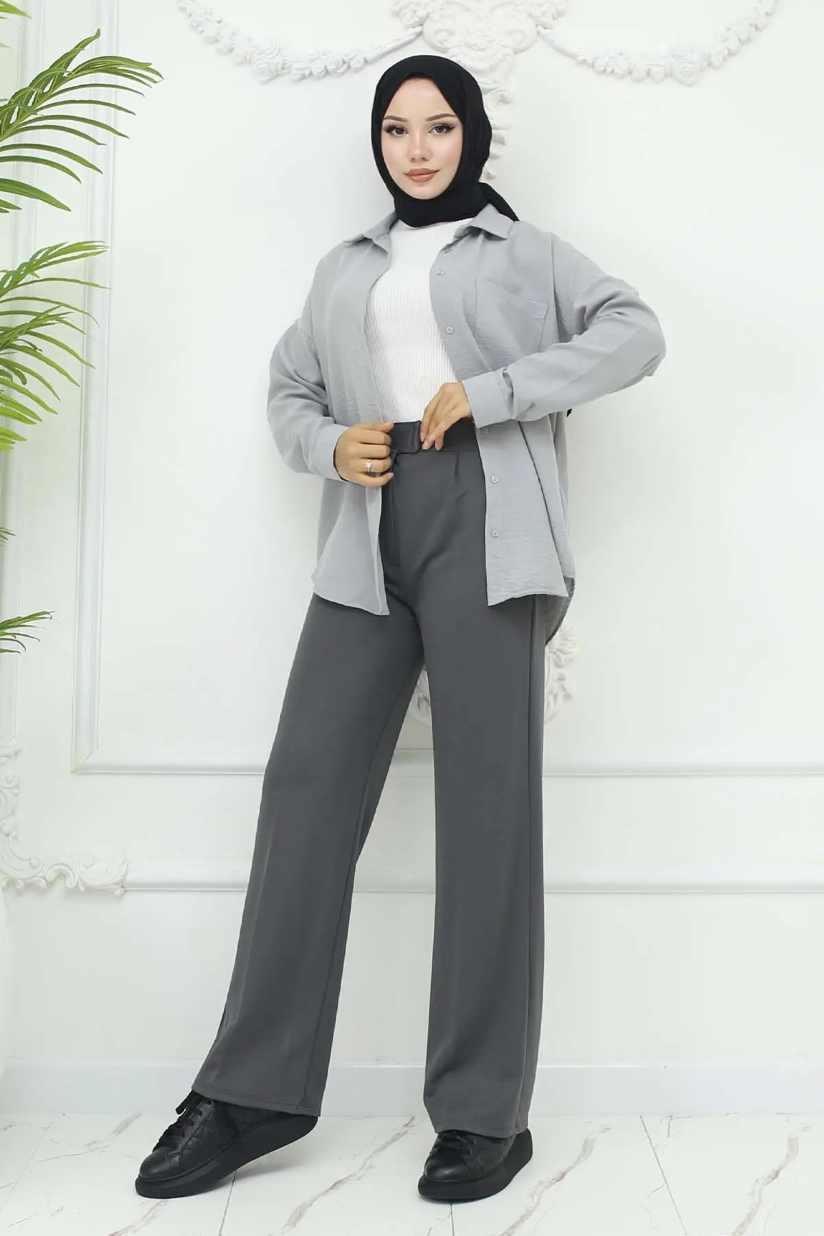 Wide Leg Palazzo Trousers-detail