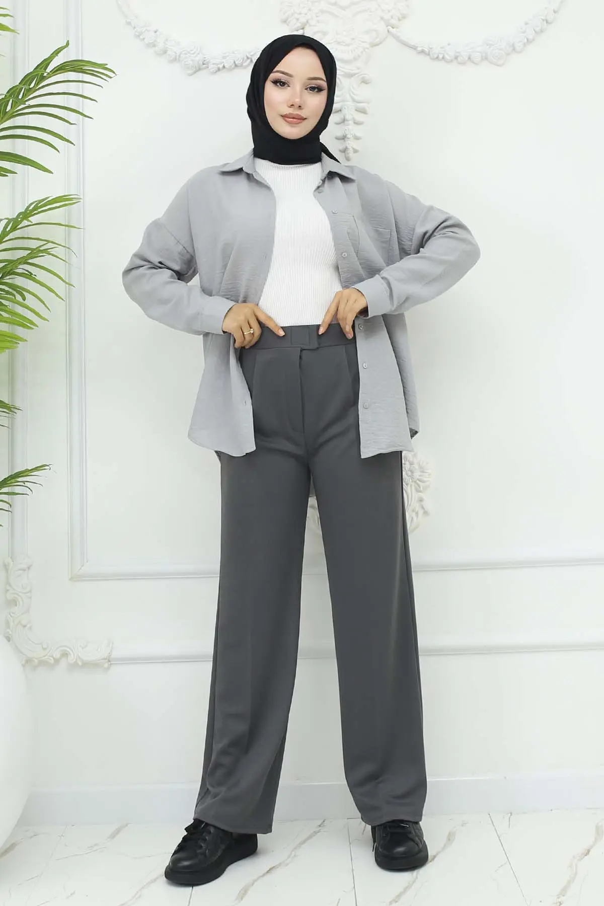 Wide Leg Palazzo Trousers-detail