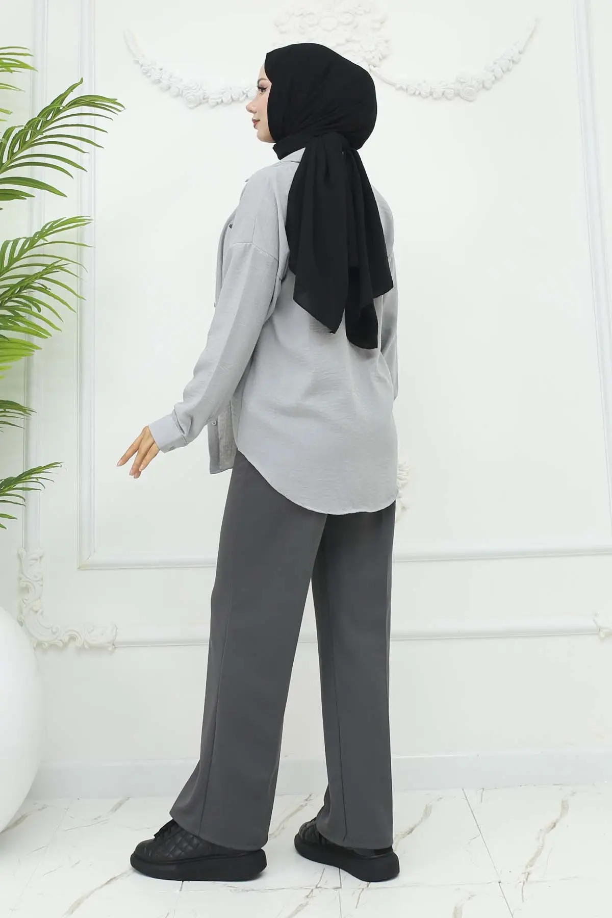 Wide Leg Palazzo Trousers-detail