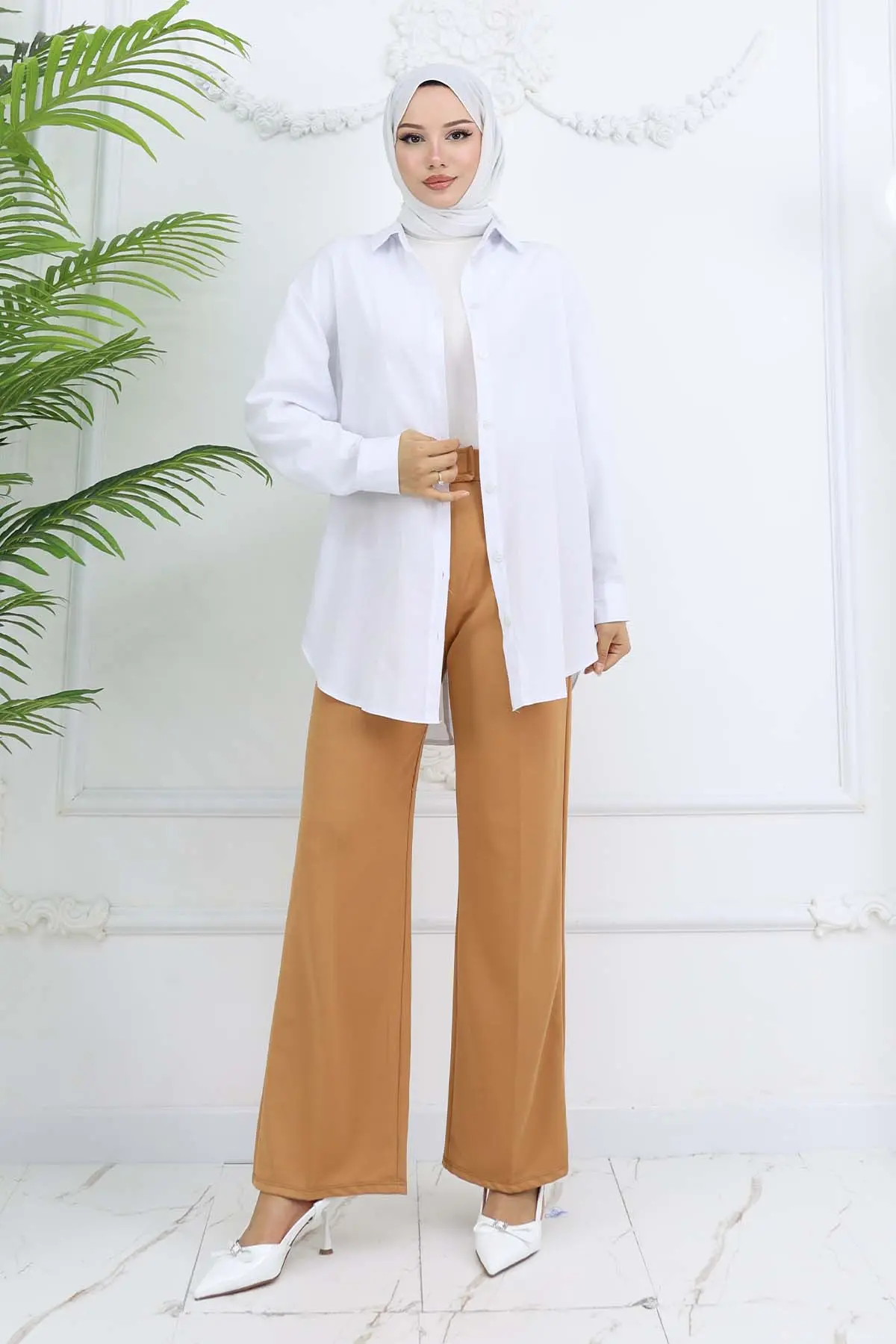 Wide Leg Palazzo Trousers-detail