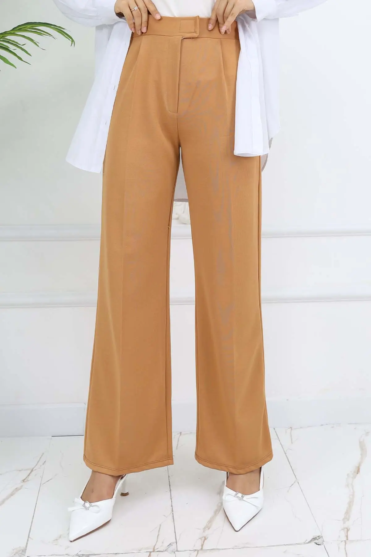 Wide Leg Palazzo Trousers-detail