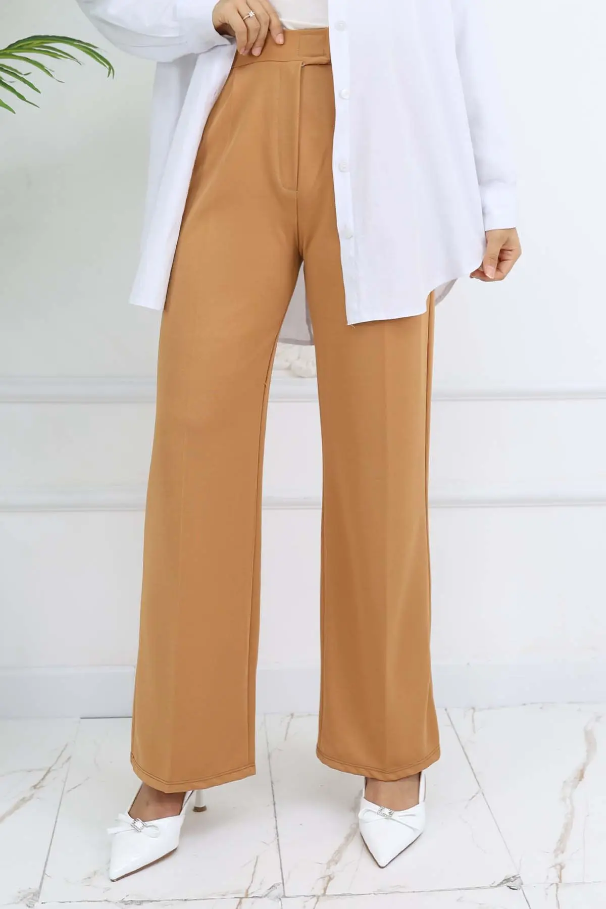 Wide Leg Palazzo Trousers-detail