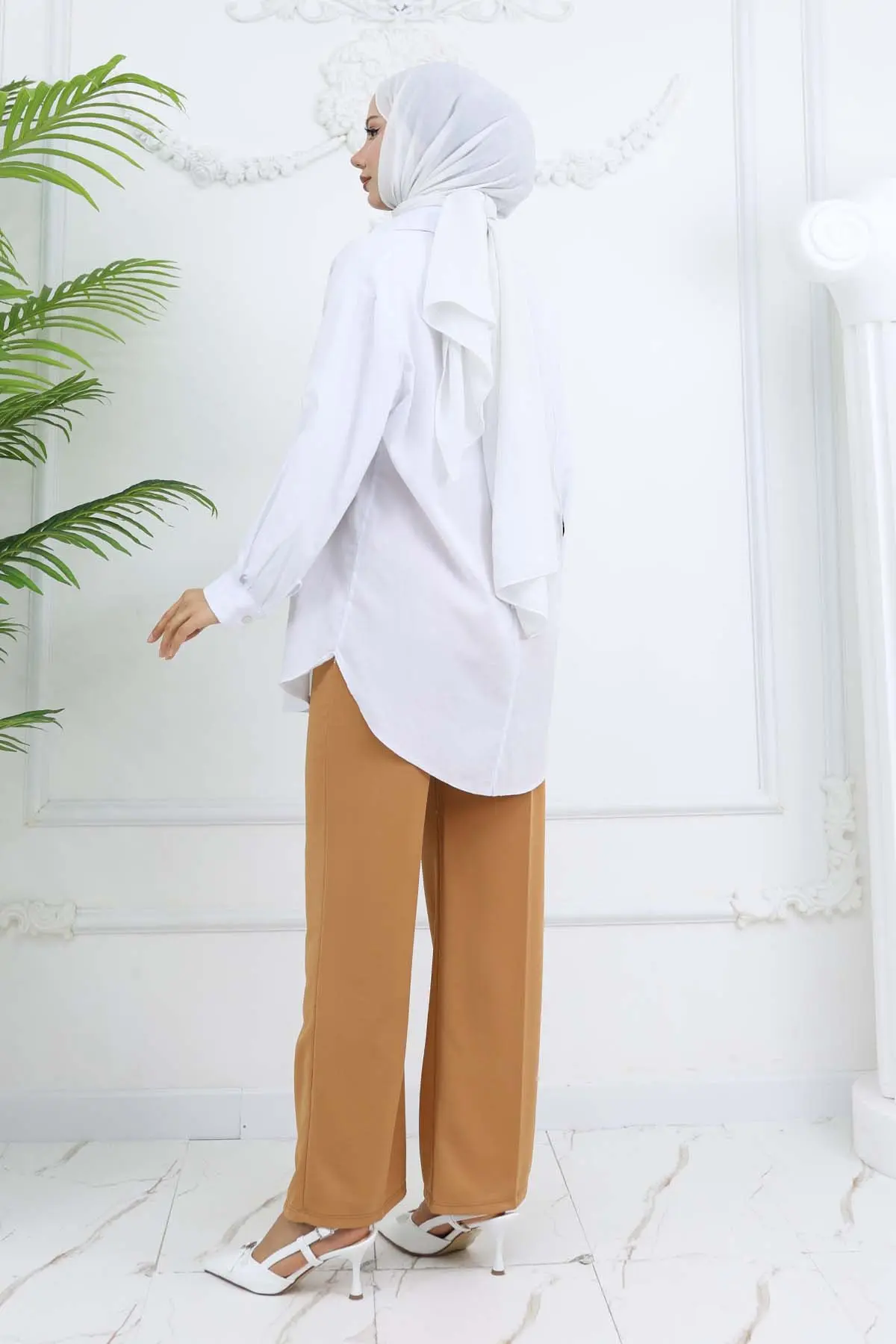 Wide Leg Palazzo Trousers-detail