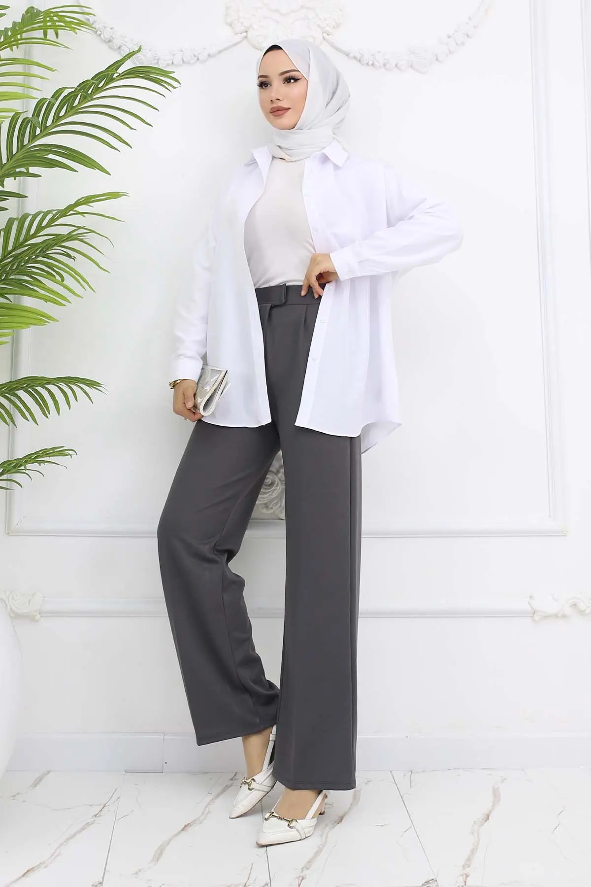 Wide Leg Palazzo Trousers-detail