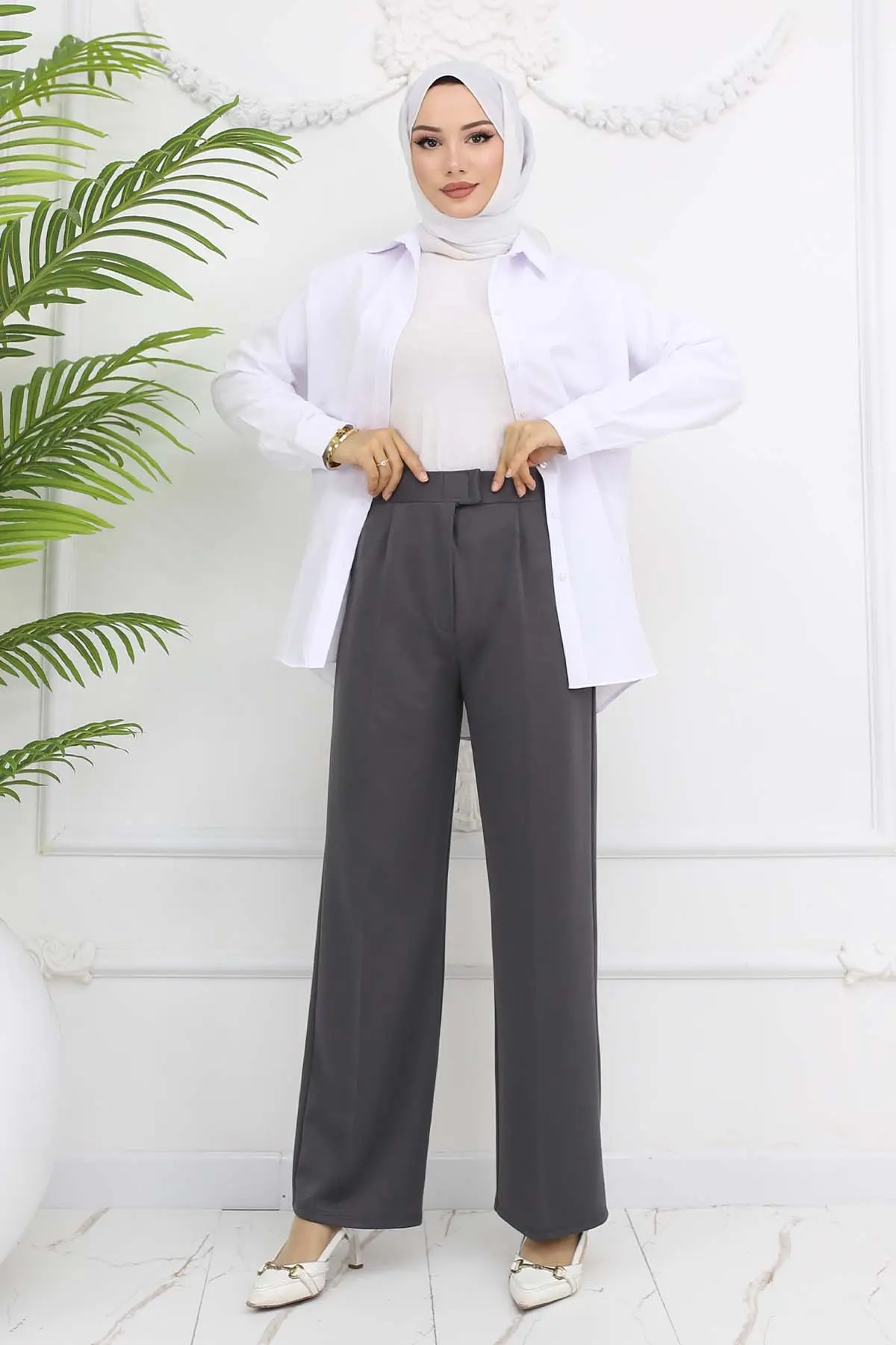Wide Leg Palazzo Trousers-detail