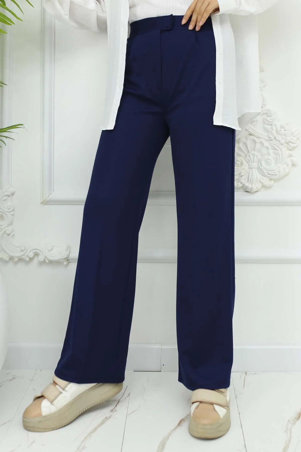 Wide Leg Palazzo Trousers-detail