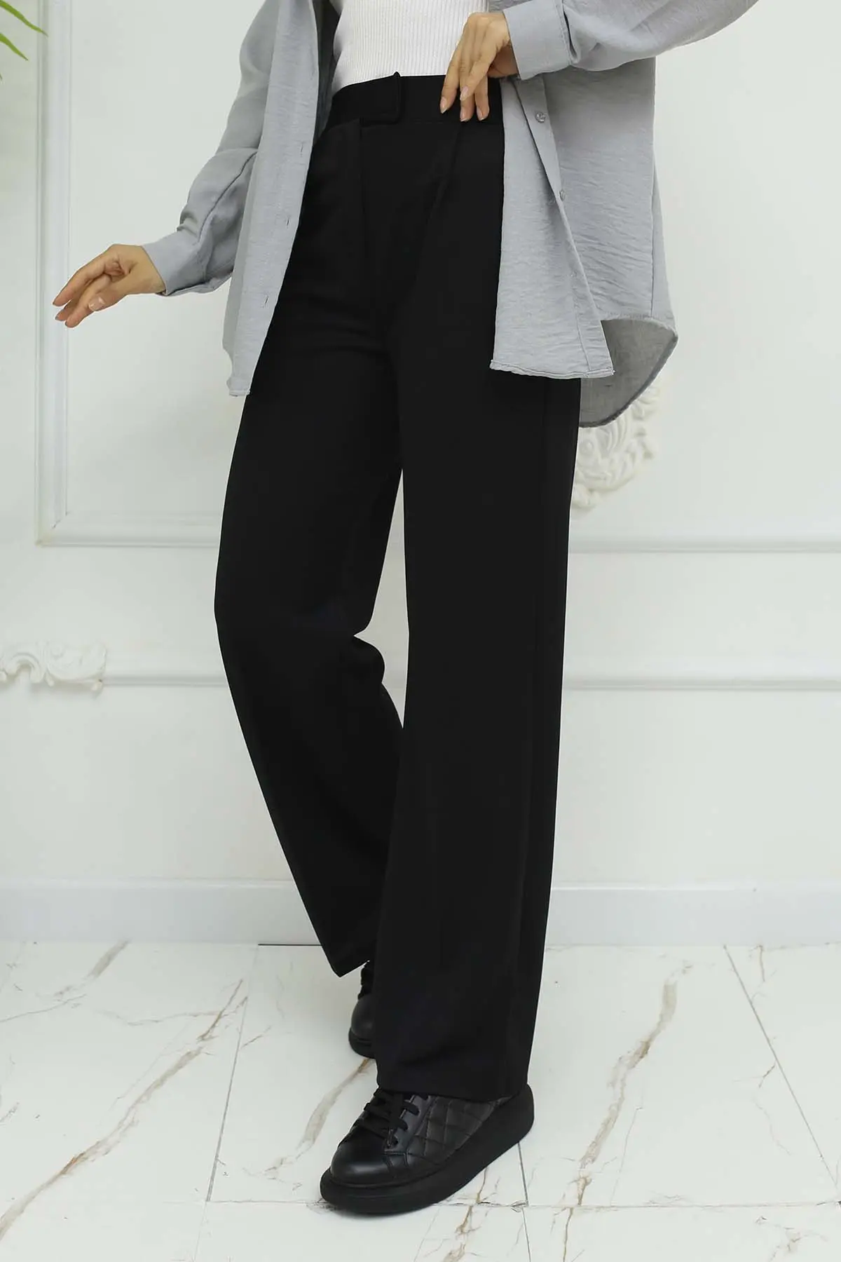 Wide Leg Palazzo Trousers-detail