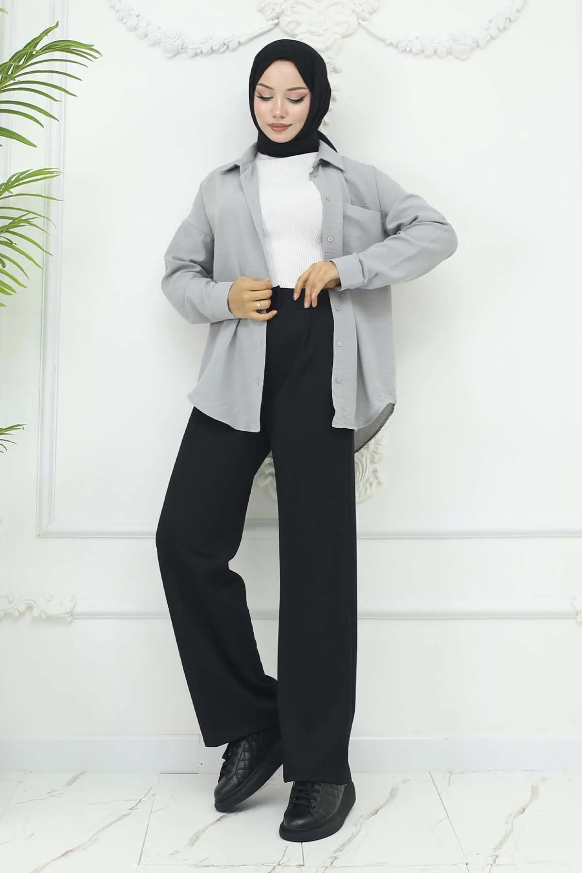 Wide Leg Palazzo Trousers-detail