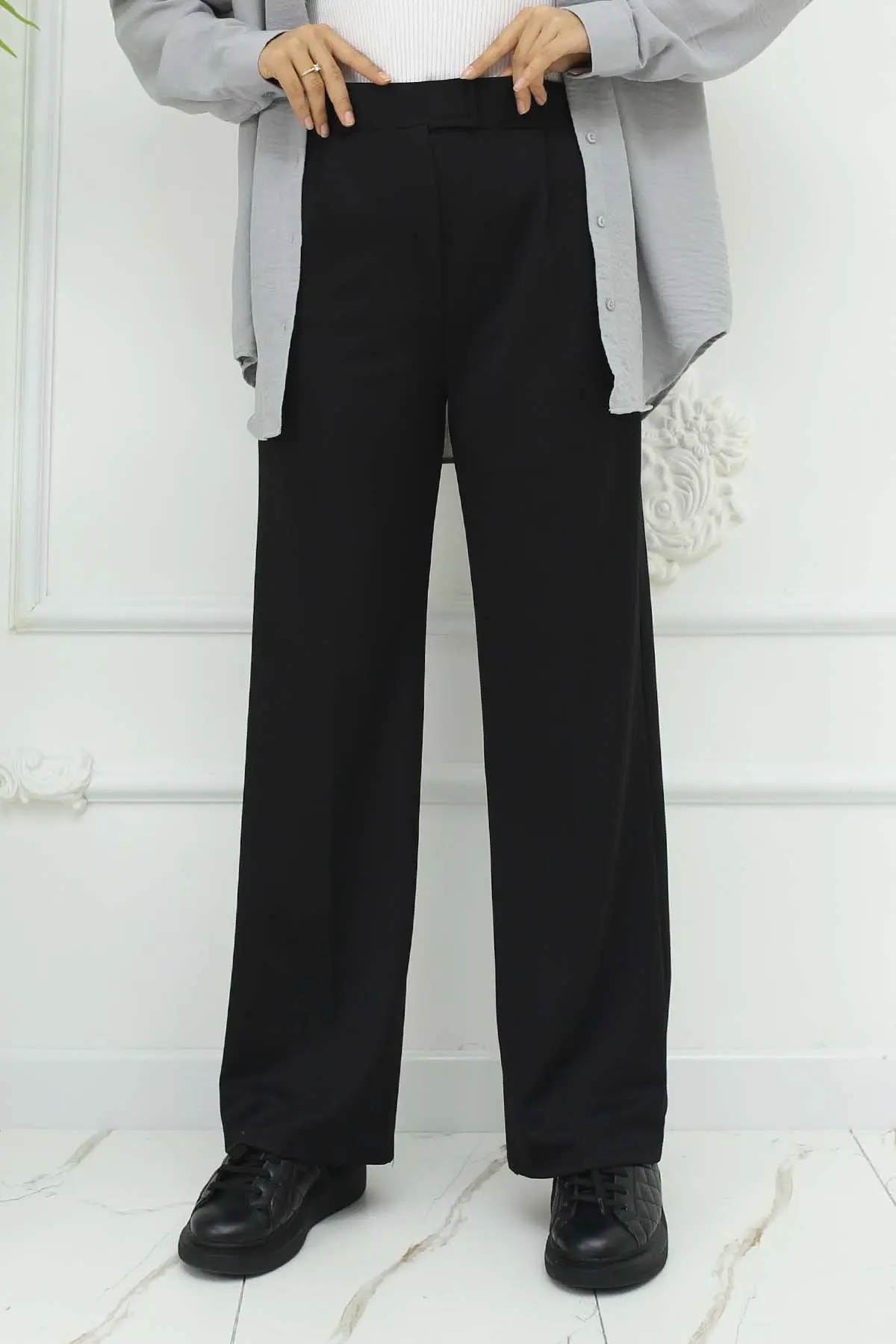 Wide Leg Palazzo Trousers-detail