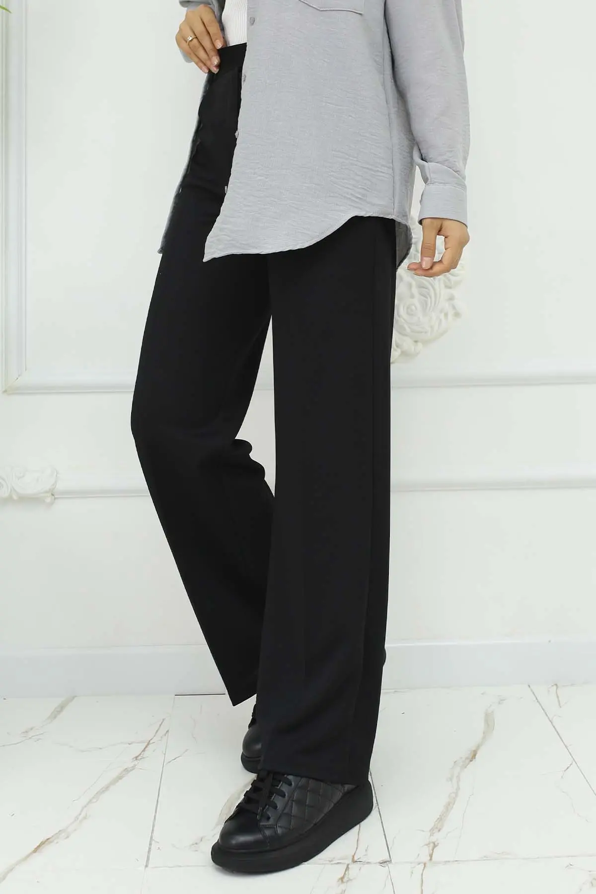 Wide Leg Palazzo Trousers-detail