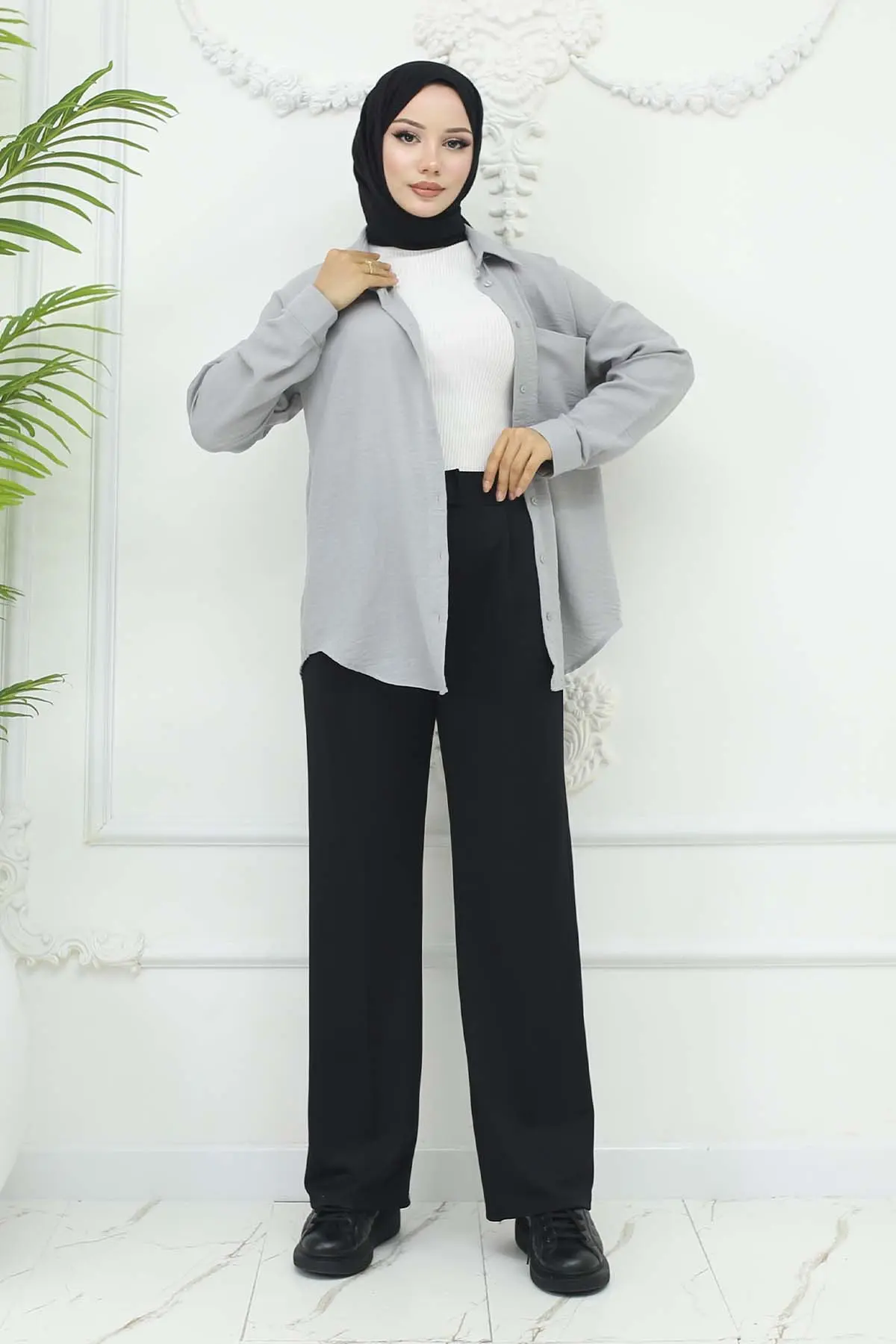 Wide Leg Palazzo Trousers-detail