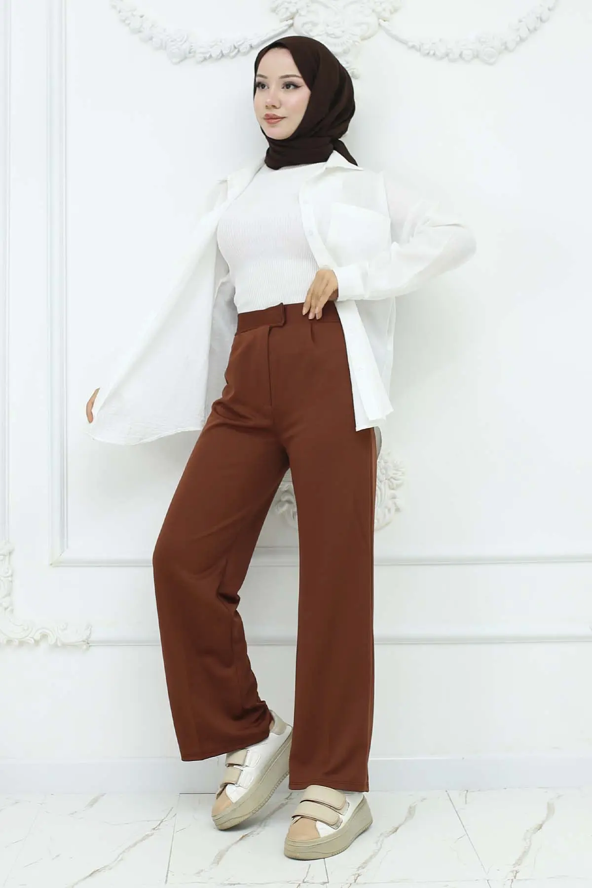 Wide Leg Palazzo Trousers-detail