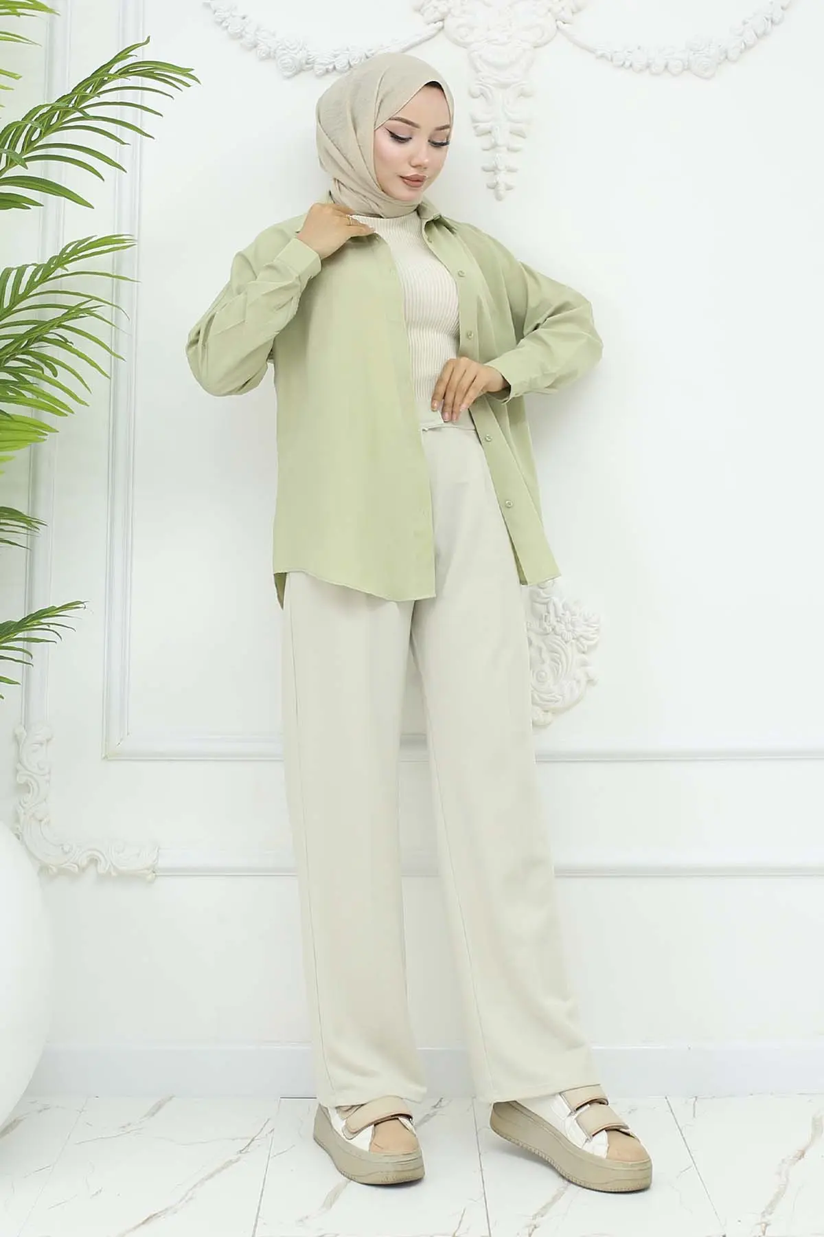 Wide Leg Palazzo Trousers-detail