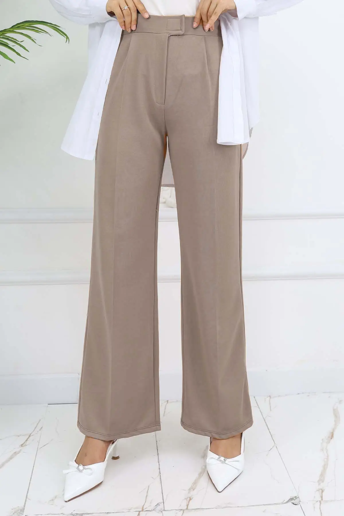 Wide Leg Palazzo Trousers-detail