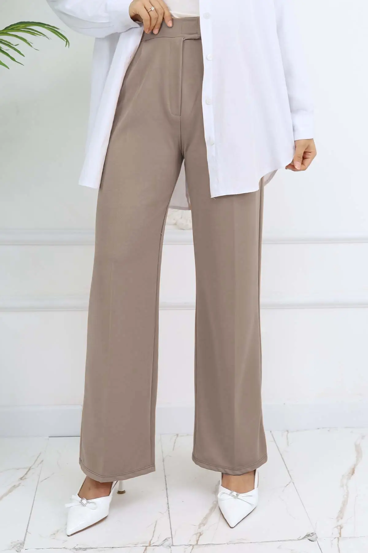 Wide Leg Palazzo Trousers-detail