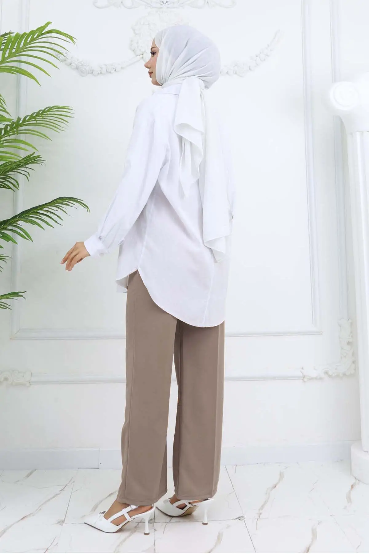 Wide Leg Palazzo Trousers-detail