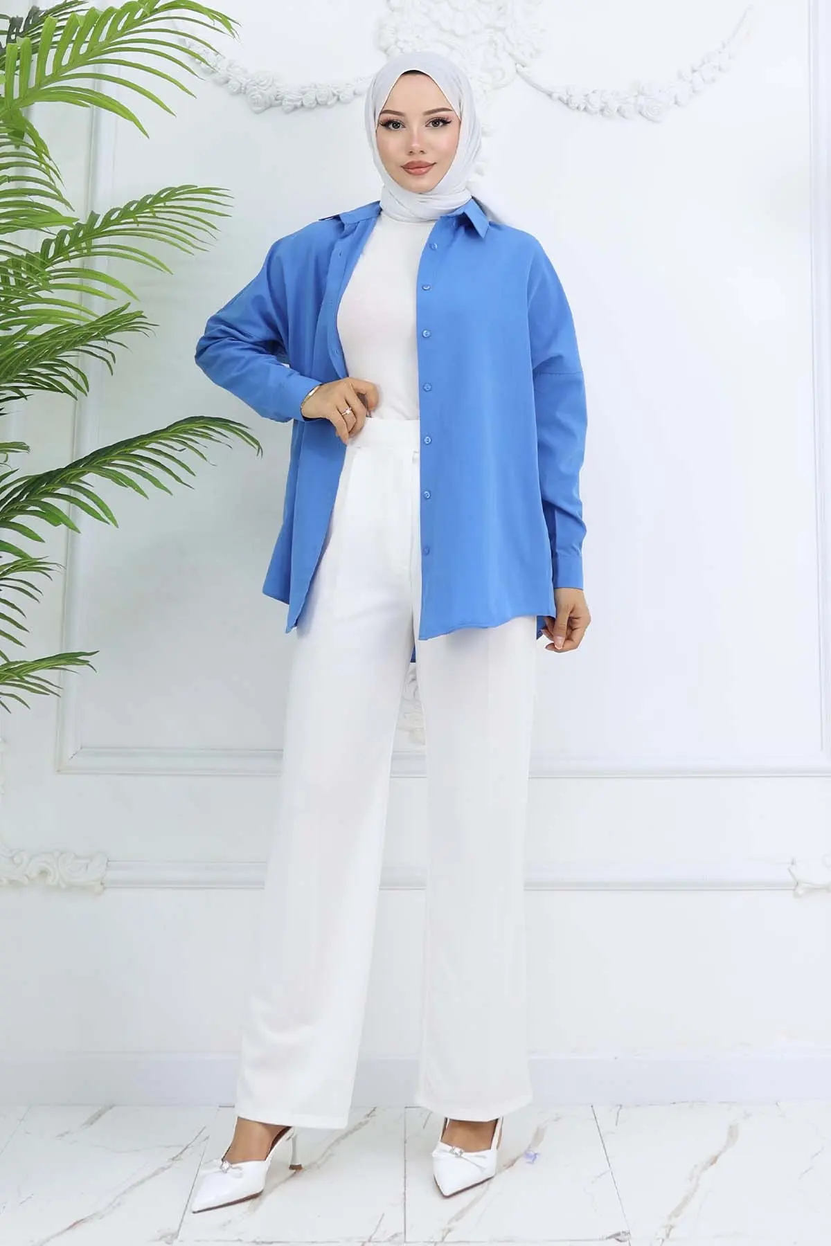 Wide Leg Palazzo Trousers-detail