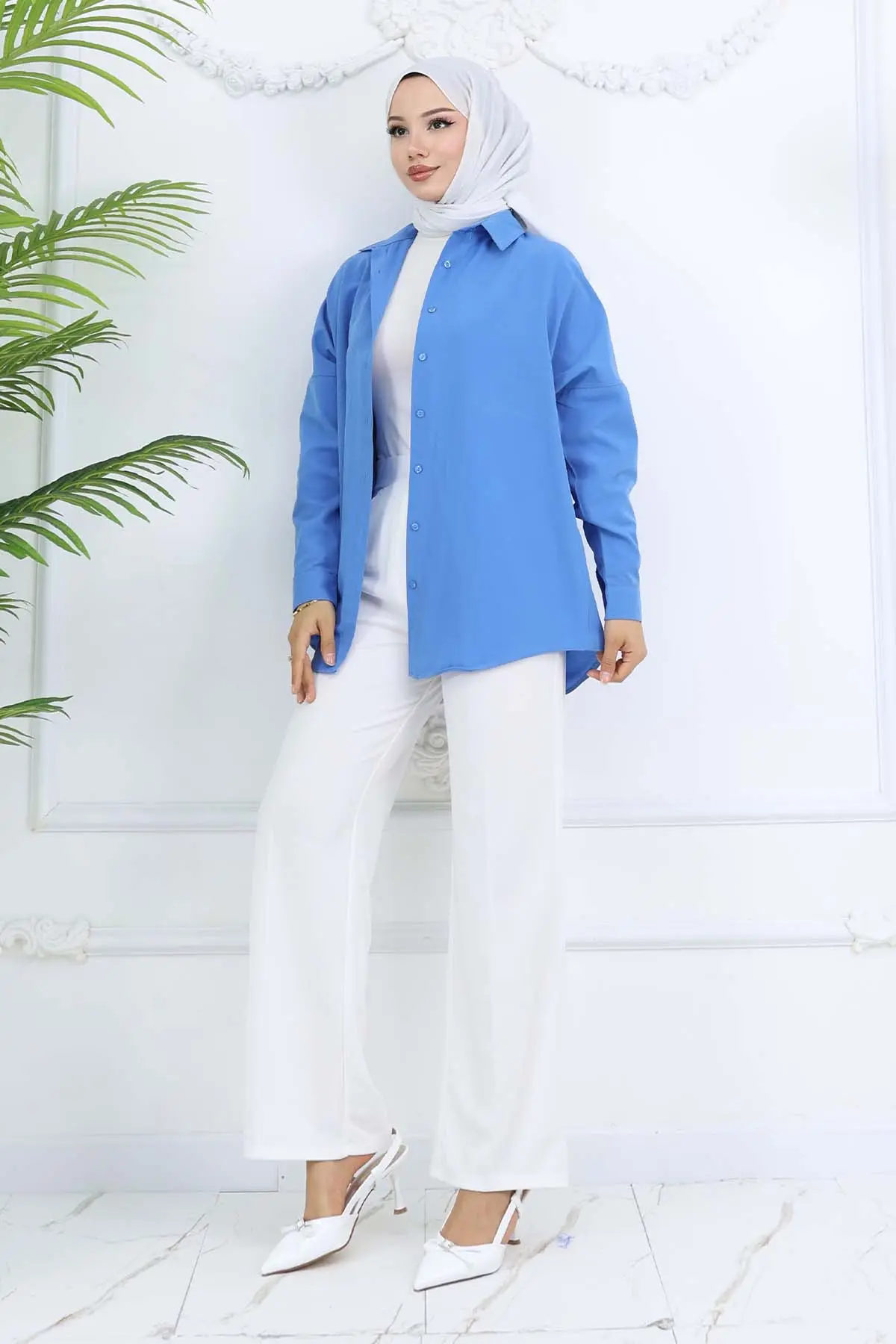 Wide Leg Palazzo Trousers-detail