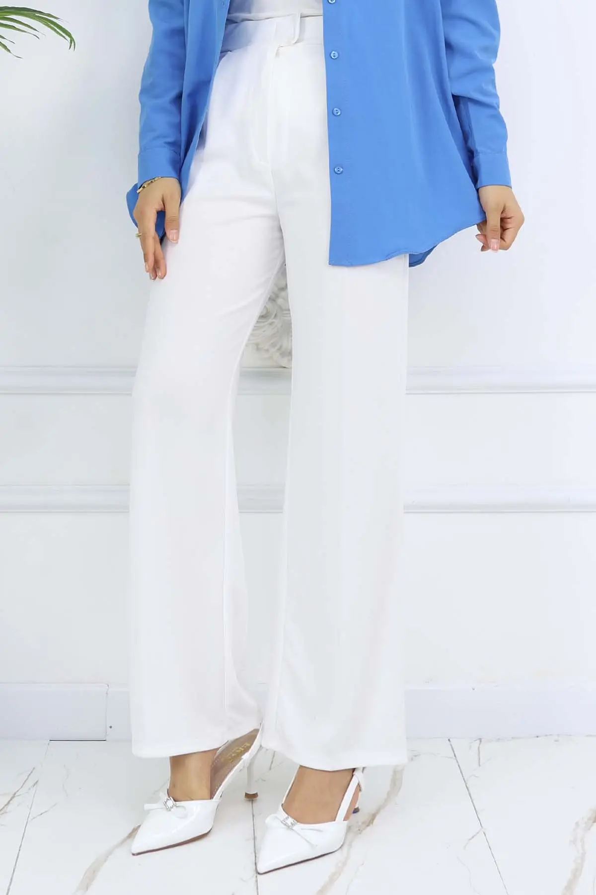 Wide Leg Palazzo Trousers-detail