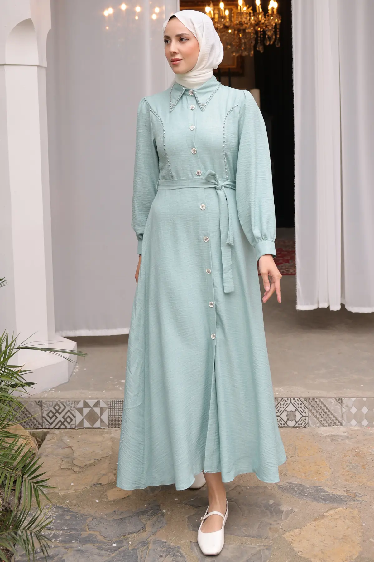 Women's Beaded Detailed Dress-detail