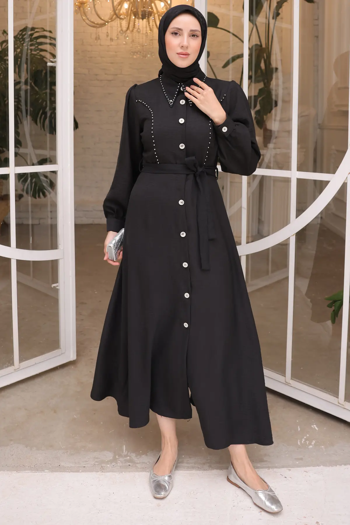 Women's Beaded Detailed Dress-detail