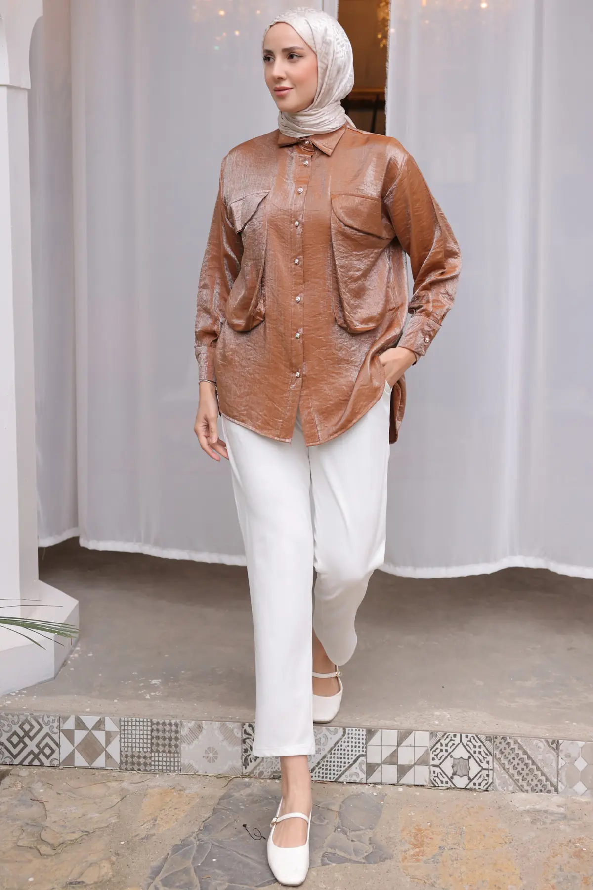 Women's Big Pocket Detailed Shirt-detail